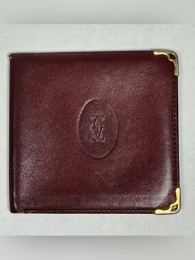 Vintage Cartier Must de Cartier Burgundy Leather Bifold Wallet